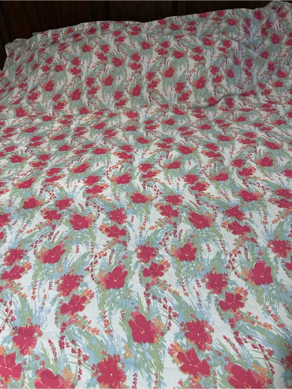 Badgley Mischka Luxe Hem Cottage Garden King Flat Sheet Artistic Floral Print